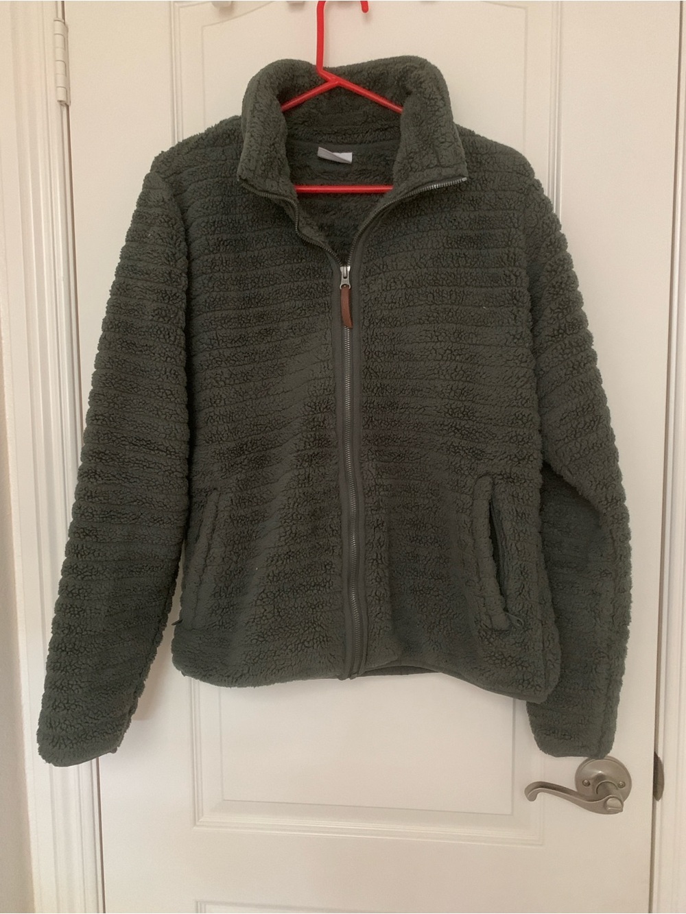 EUC Columbia Sherpa Fleece Jacket Women’s Large Olive Full Zip Cozy Teddy Jacket